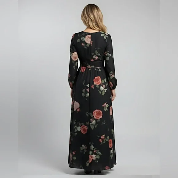 French Floral Rose Print Dress - Picture 7 of 12